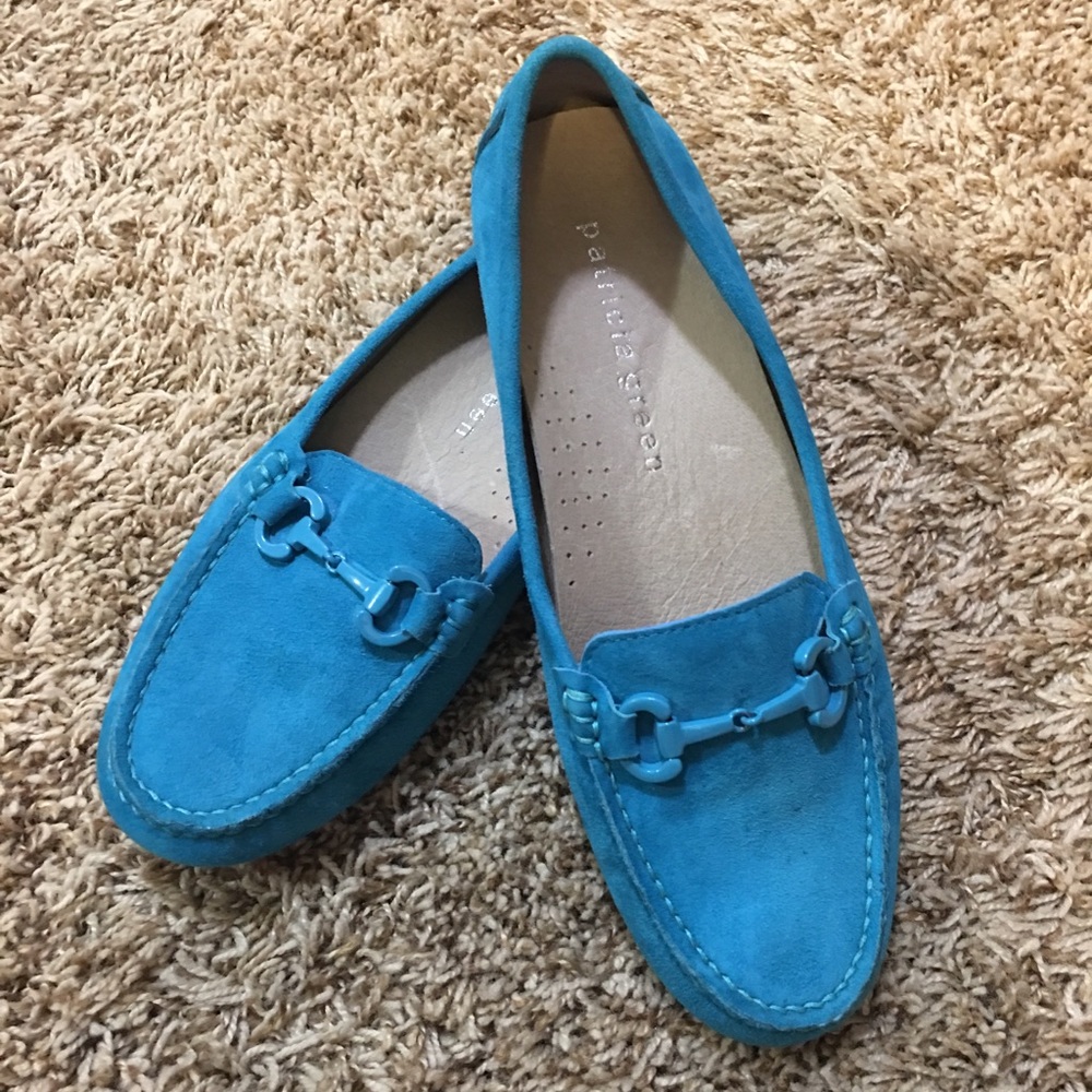 Patricia Green suede loafers blue turquoise